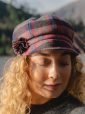 UNA G - Irish Ladies Tweed Hat Rose Pink & Navy Plaid (with rosette) 4