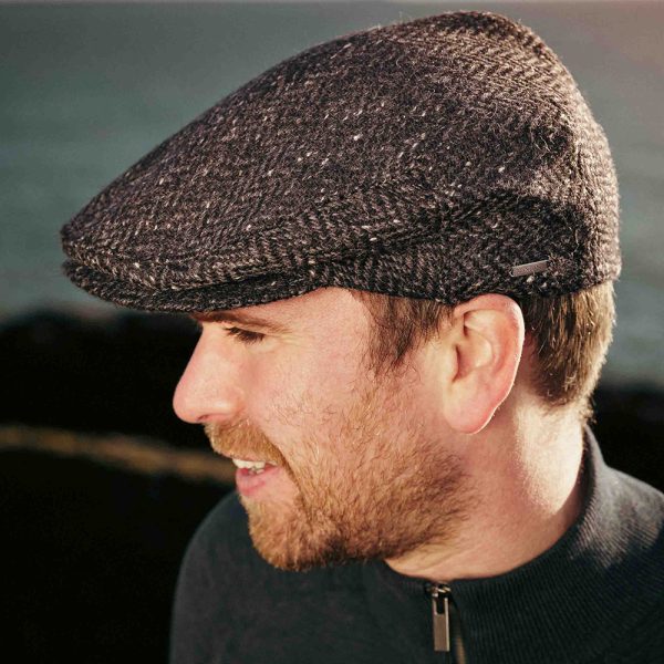 TC D20 - Irish Tweed Cap Charcoal Black Herringbone Donegal 4 TC D20 - Irish Tweed Cap Charcoal Black Herringbone Donegal 4